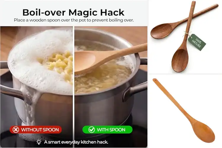 Detailed view of Best Extended Safety Wooden Spoons